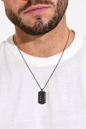 Men's necklace black charm - silver h5 Picture3